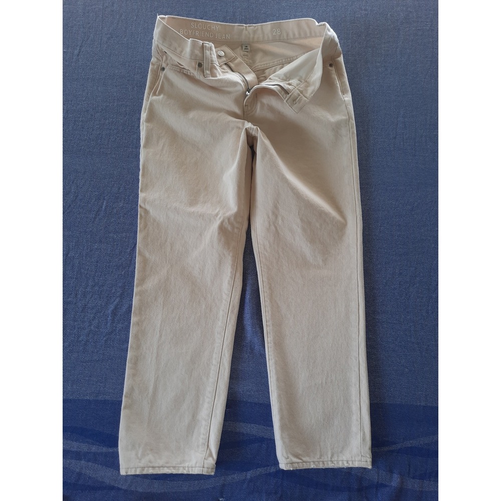 J.Crew Slouchy Boyfriend Jeans Cream Off-White Straight Leg Size 28 Re-Imagined